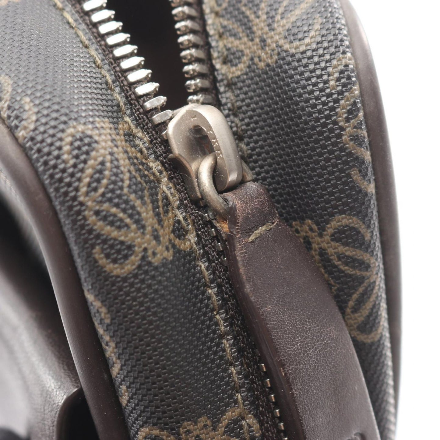 Loewe Shoulder Bag Repeat Anagram Dark Brown Canvas Leather — view 8