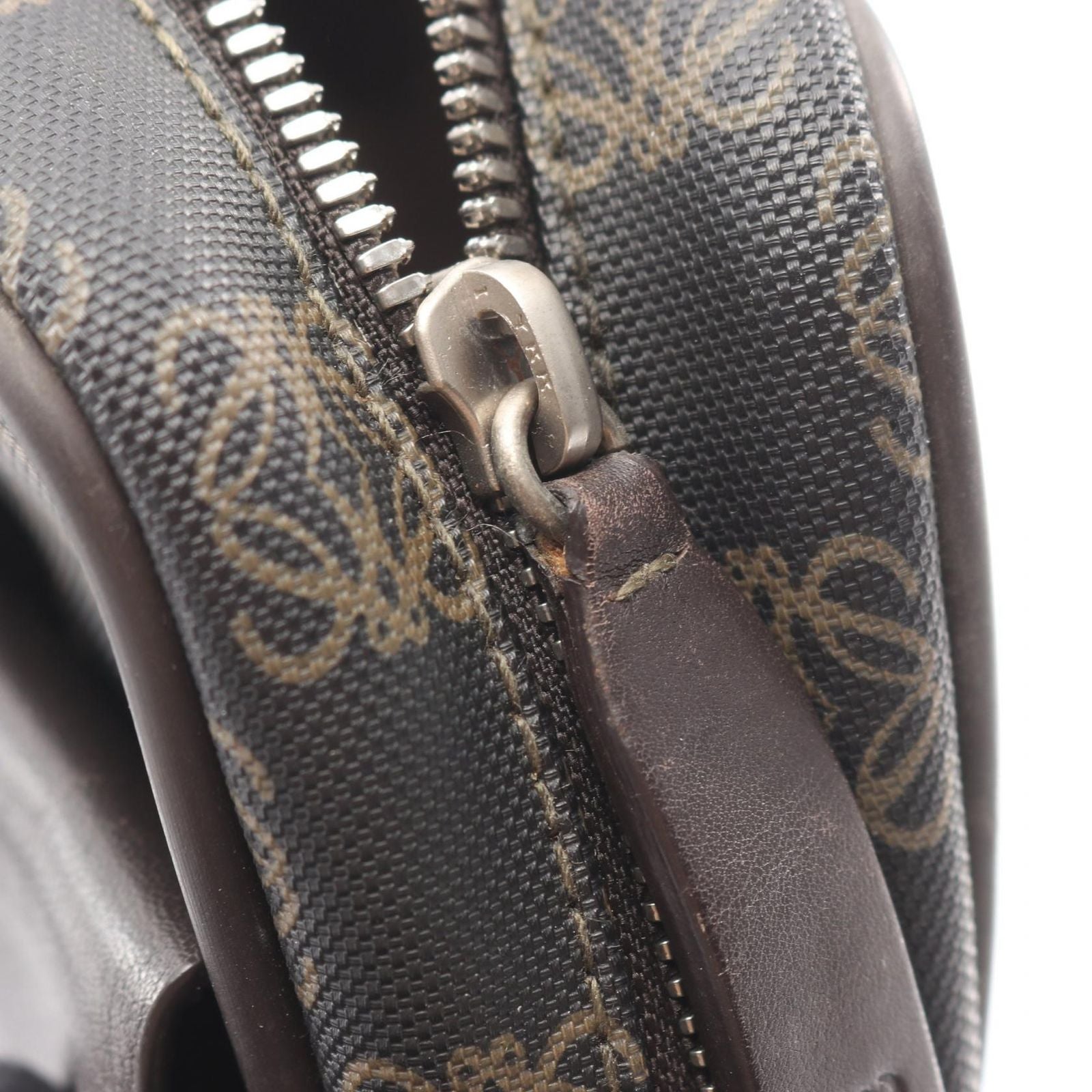 Loewe Shoulder Bag Repeat Anagram Dark Brown Canvas Leather — view 8