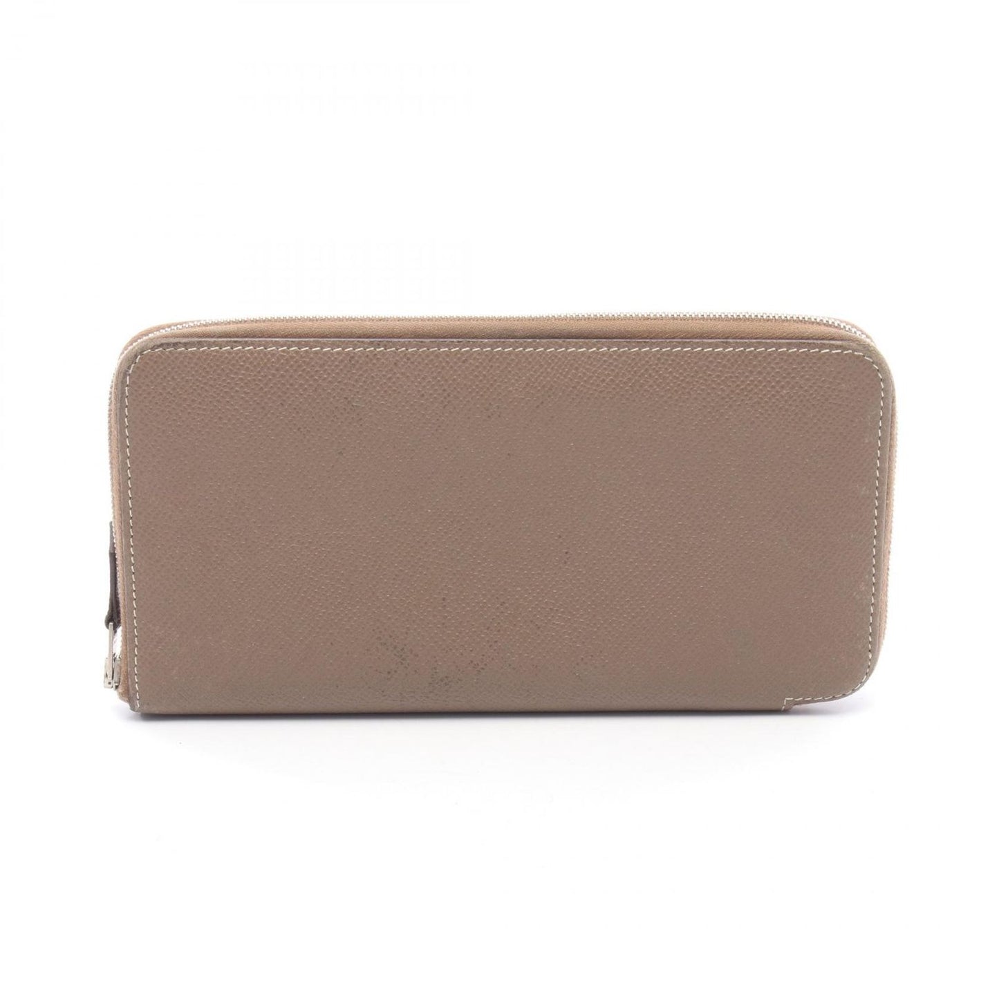 Hermes Round Wallet Azap Long Silk in Etoupe Leather in