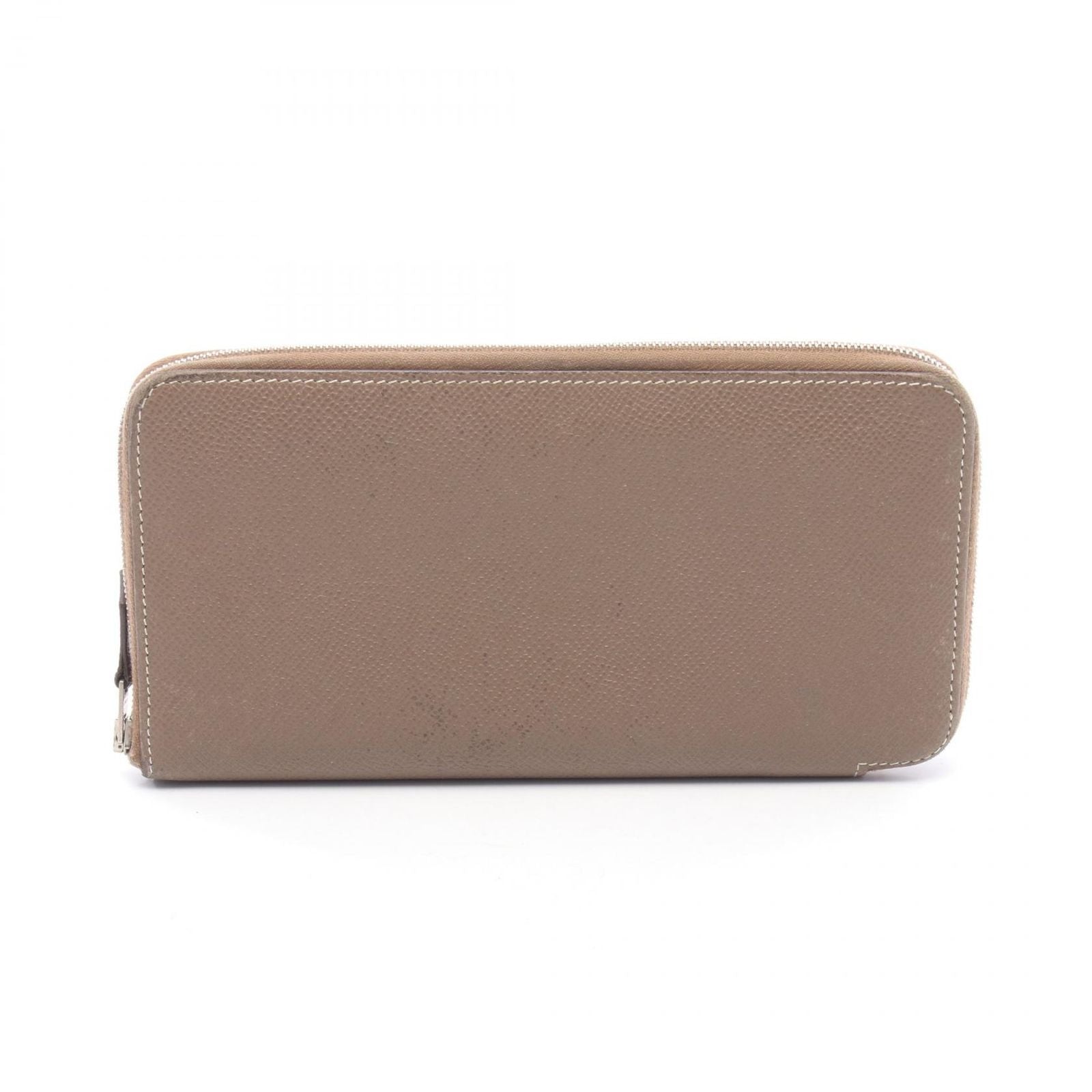 Hermes Round Wallet Azap Long Silk in Etoupe Leather in