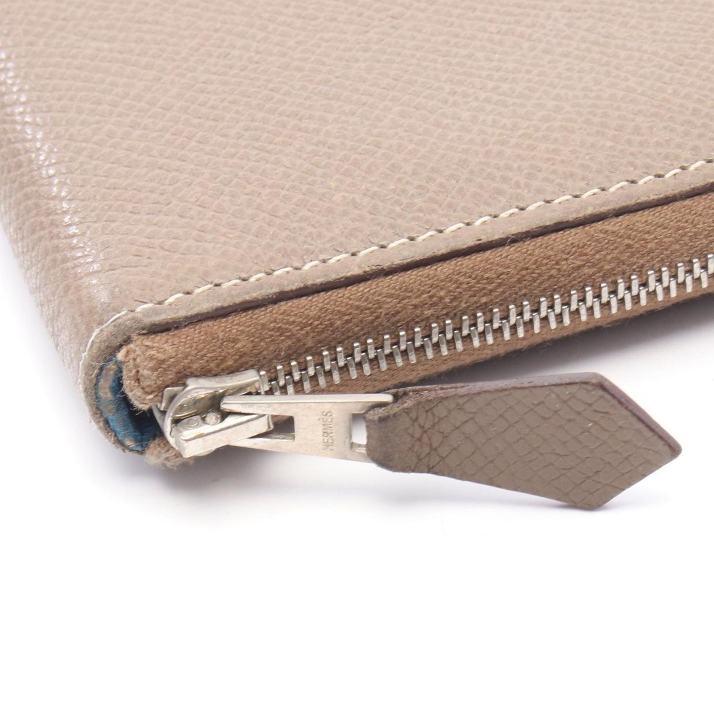 Hermes Round Wallet Azap Long Silk in Etoupe Leather in — view 8