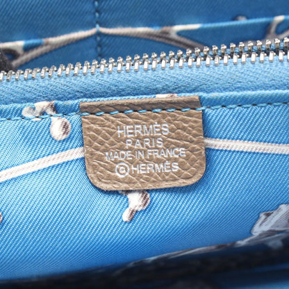 Hermes Round Wallet Azap Long Silk in Etoupe Leather in — view 4