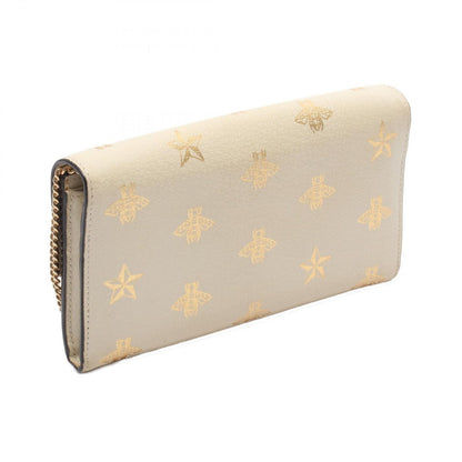 Gucci Bifold Wallet Padlock Bi Star White Leather Chain — view 2