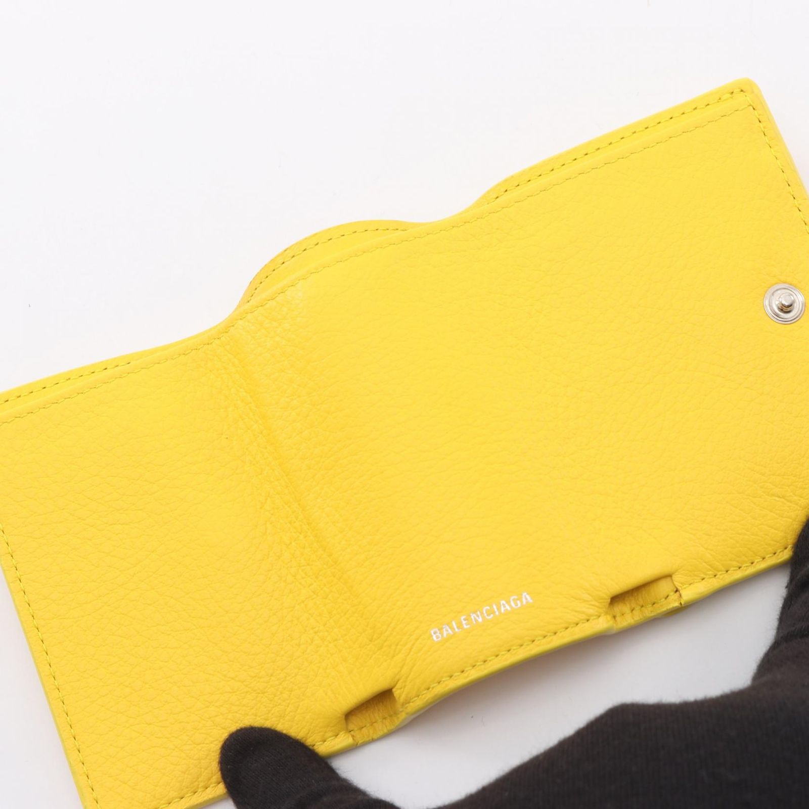 Balenciaga Trifold Wallet Paper Mini Yellow Leather Mini — view 3