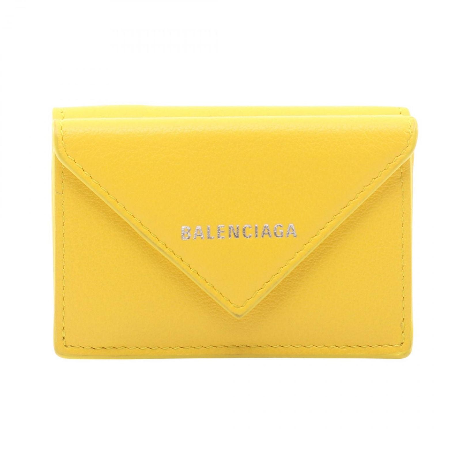Balenciaga Trifold Wallet Paper Mini Yellow Leather Mini