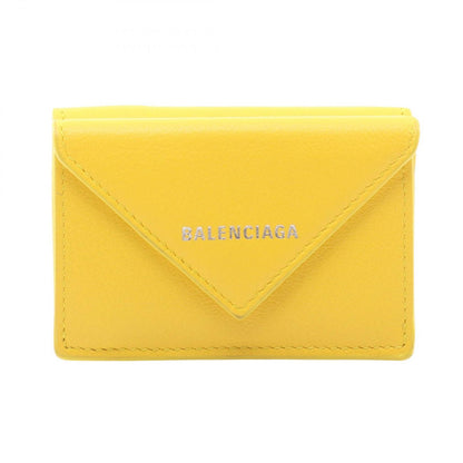 Balenciaga Trifold Wallet Paper Mini Yellow Leather Mini