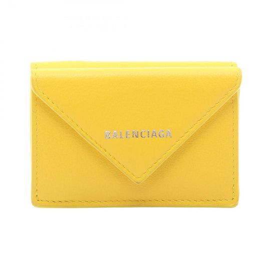 Balenciaga Trifold Wallet Paper Mini Yellow Leather Mini