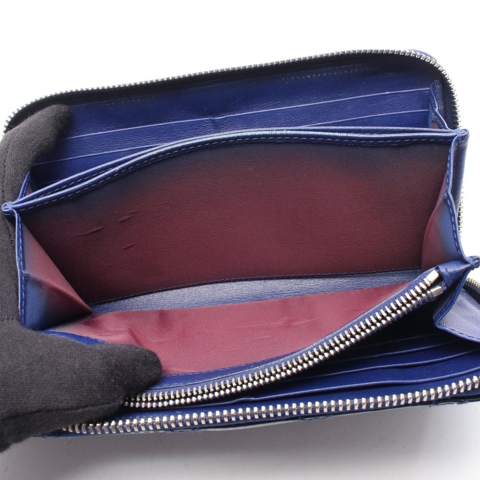 Dior Round Wallet Lady Navy Patent Leather Cannage Handbag — view 9