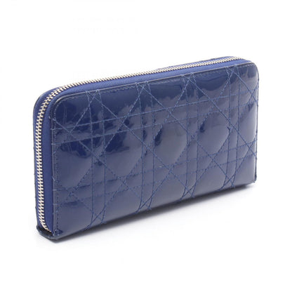 Dior Round Wallet Lady Navy Patent Leather Cannage Handbag — view 2