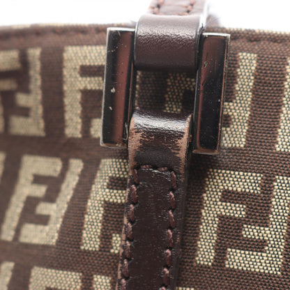 Fendi Tote Zucchino Beige Canvas Leather Handbag — view 7
