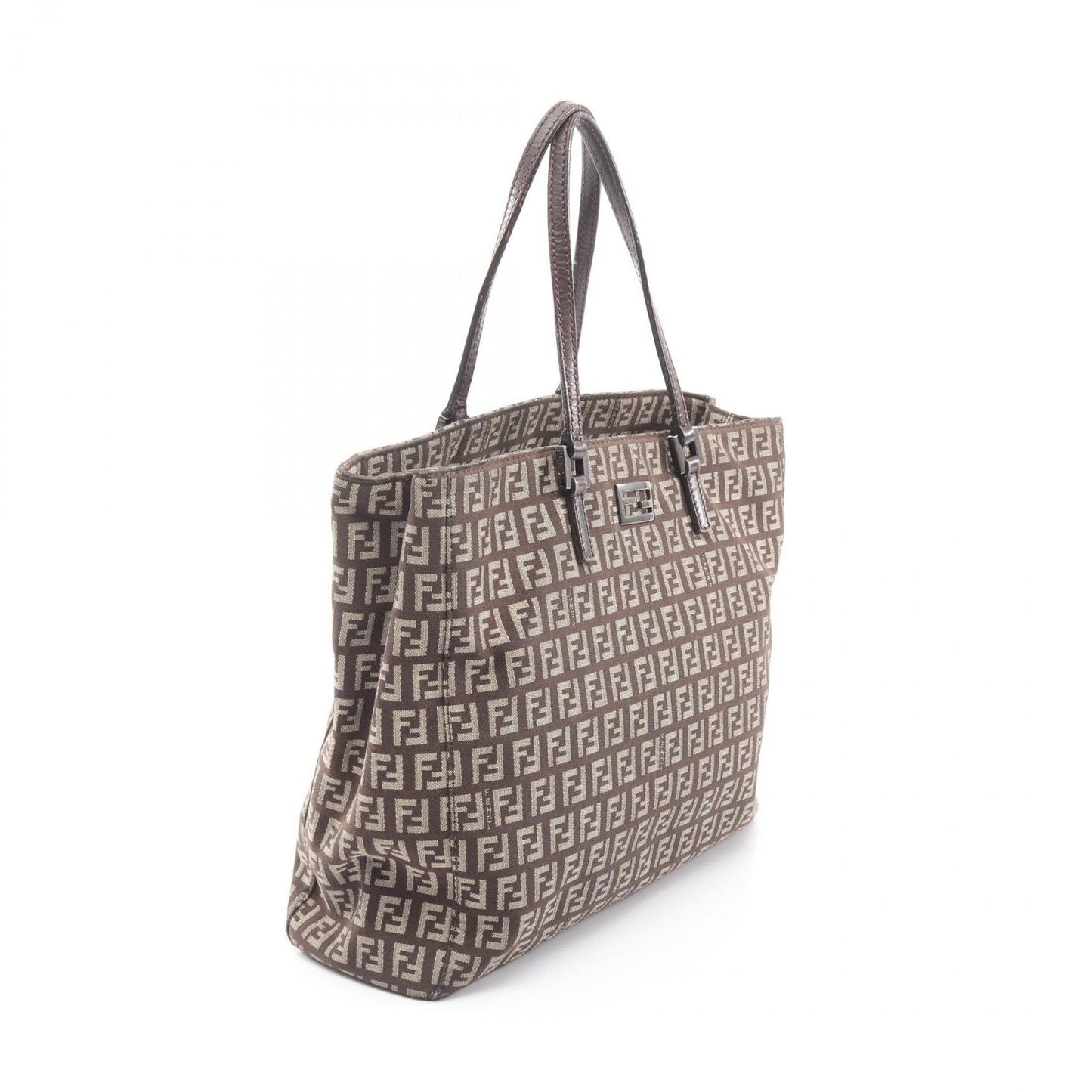 Fendi Tote Zucchino Beige Canvas Leather Handbag — view 2