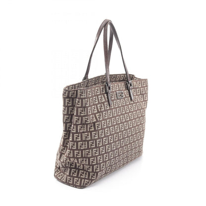 Fendi Tote Zucchino Beige Canvas Leather Handbag — view 2