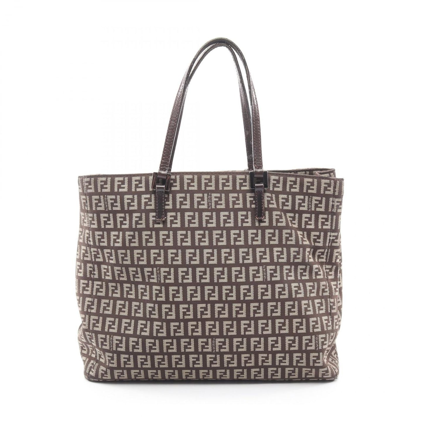 Fendi Tote Zucchino Beige Canvas Leather Handbag