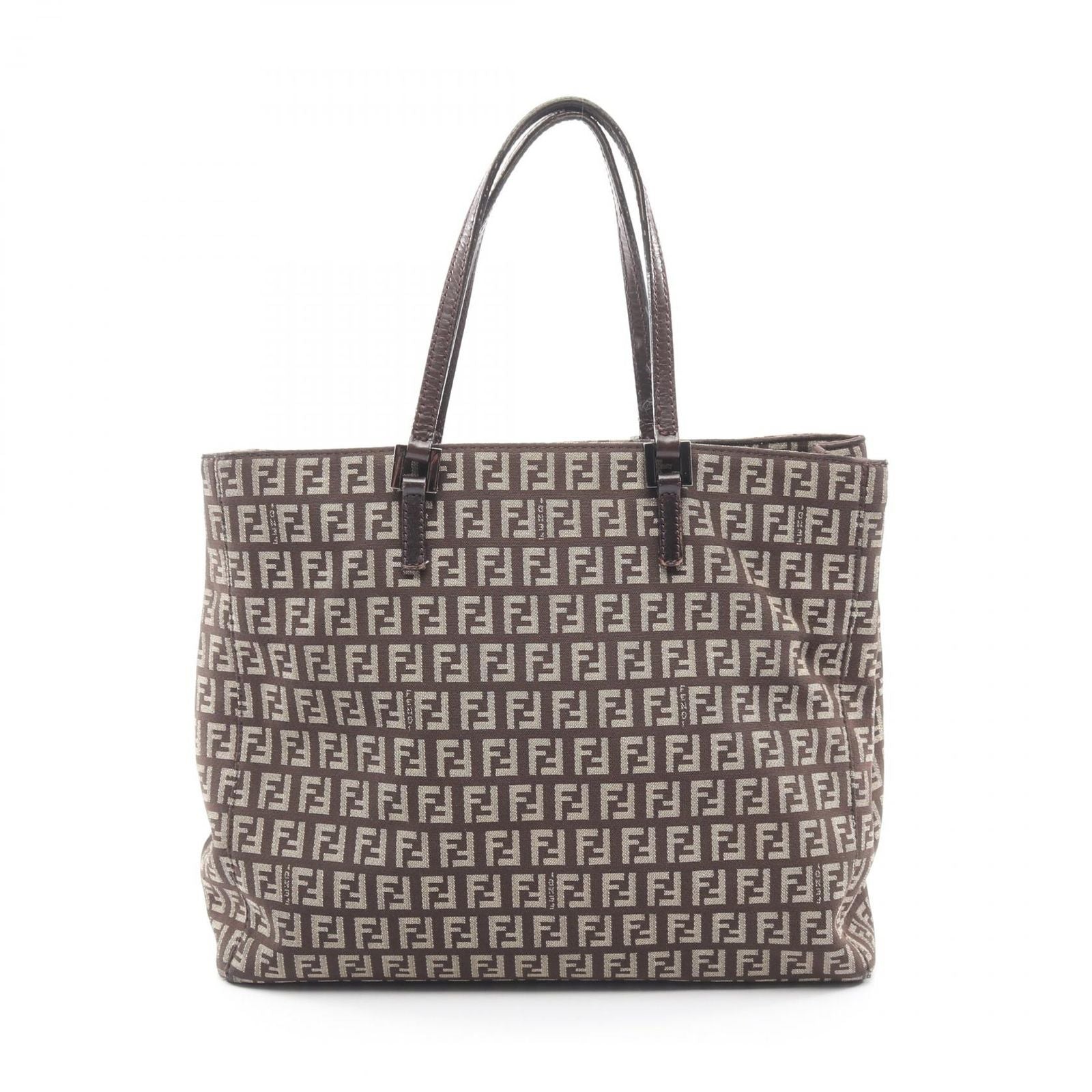 Fendi Tote Zucchino Beige Canvas Leather Handbag