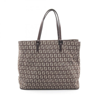 Fendi Tote Zucchino Beige Canvas Leather Handbag