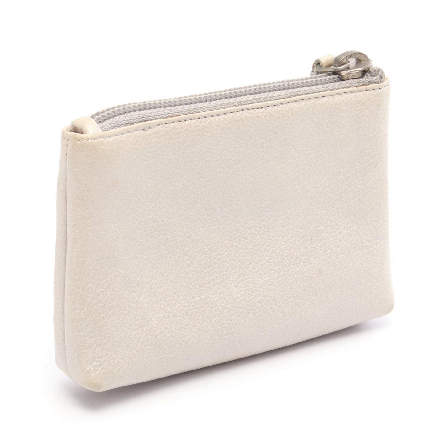 Chanel Coin Case CC Logo Key Ring Silver Leather Jacket Motif Key & — view 2