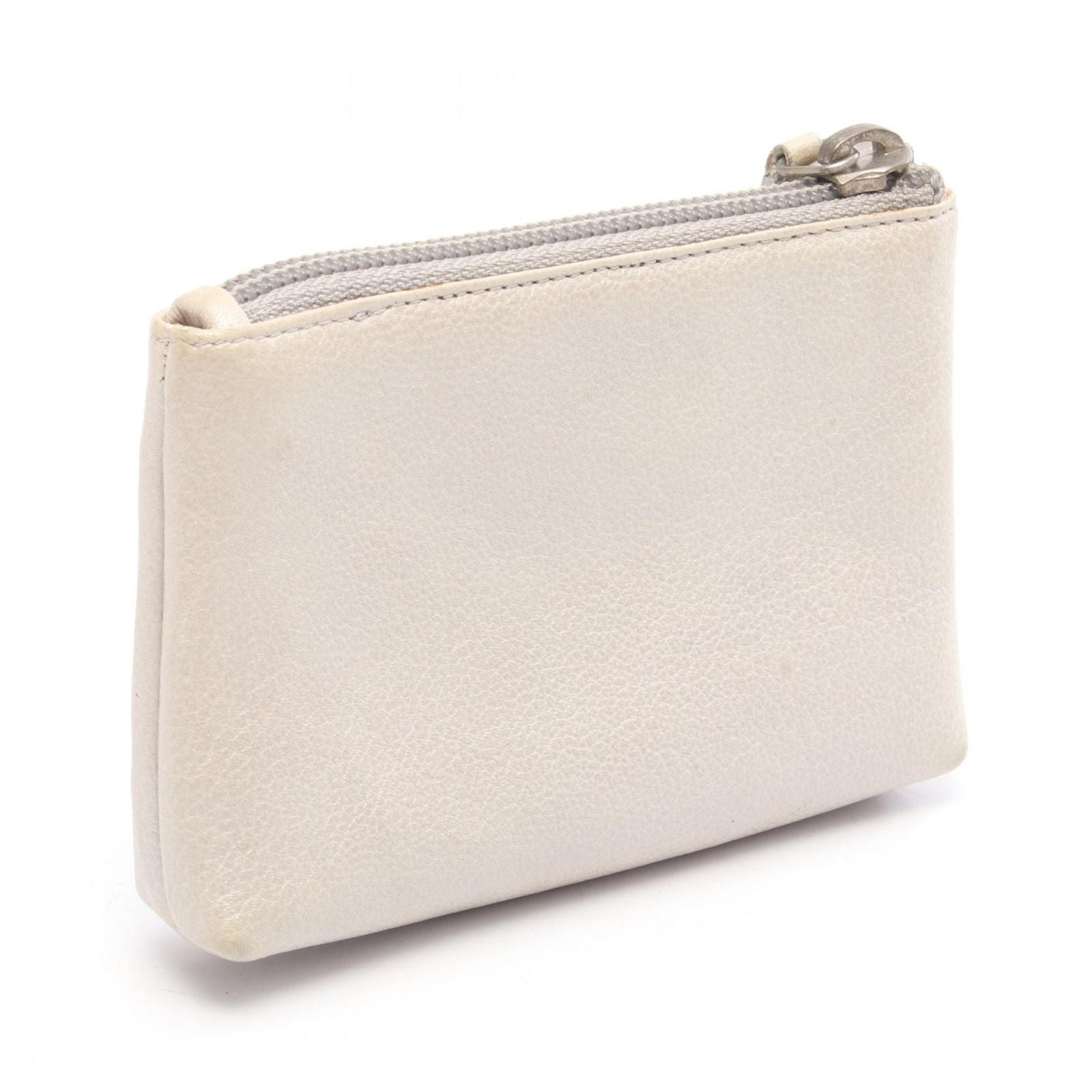 Chanel Coin Case CC Logo Key Ring Silver Leather Jacket Motif Key & — view 2