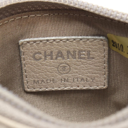 Chanel Coin Case CC Logo Key Ring Silver Leather Jacket Motif Key & — view 4