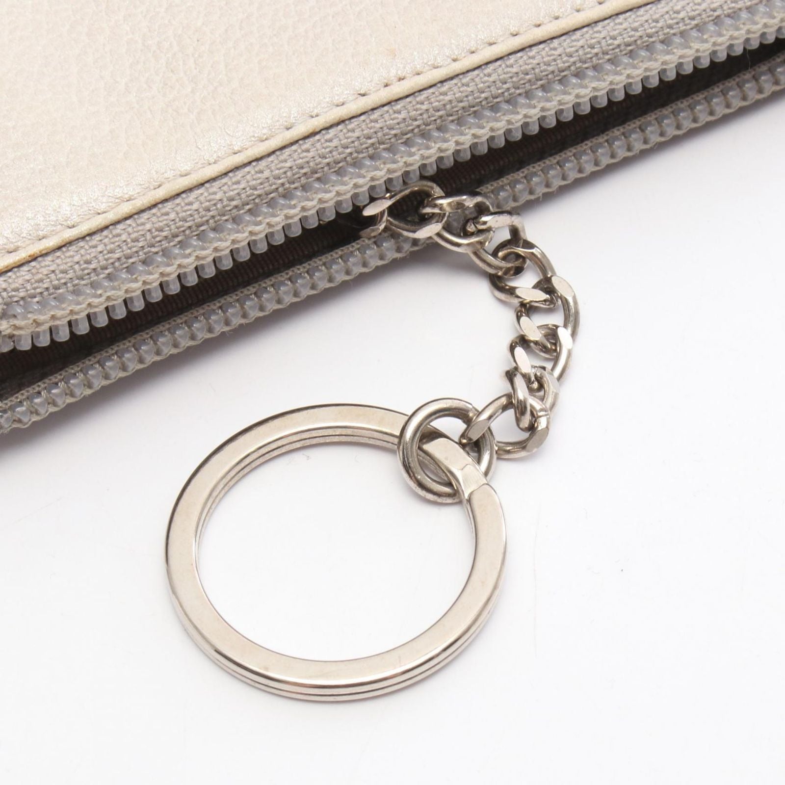 Chanel Coin Case CC Logo Key Ring Silver Leather Jacket Motif Key & — view 6