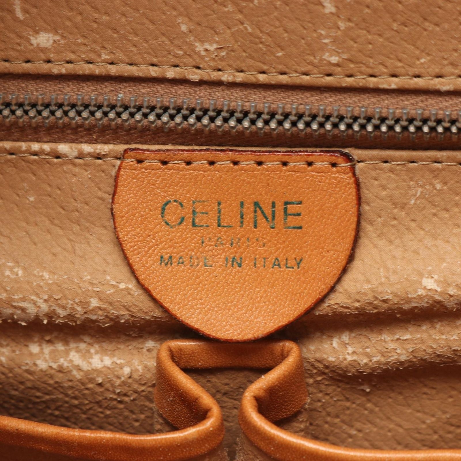 Celine Handbag Macadam Round Charm Dark Brown Canvas Leather Hand — view 4