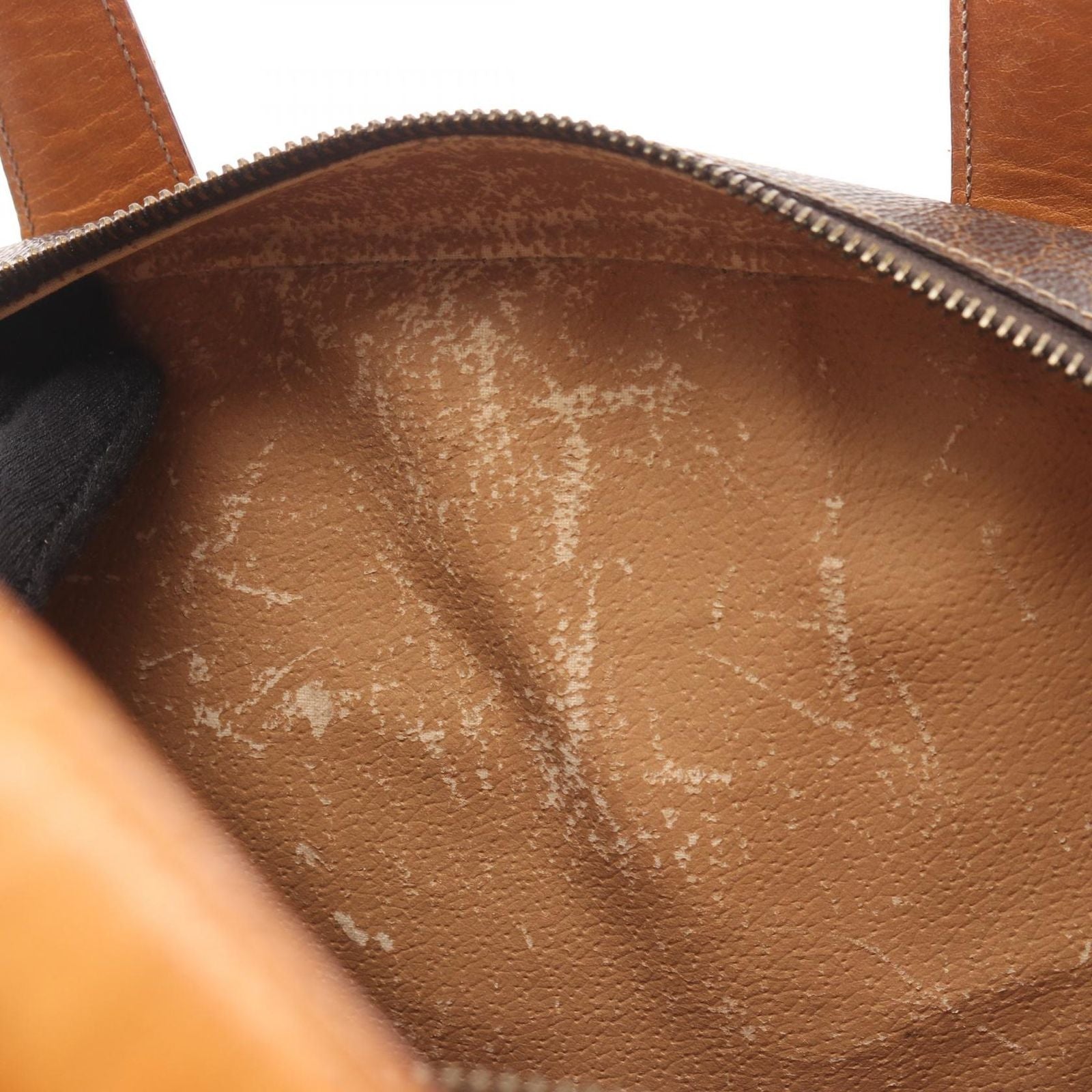 Celine Handbag Macadam Round Charm Dark Brown Canvas Leather Hand — view 6