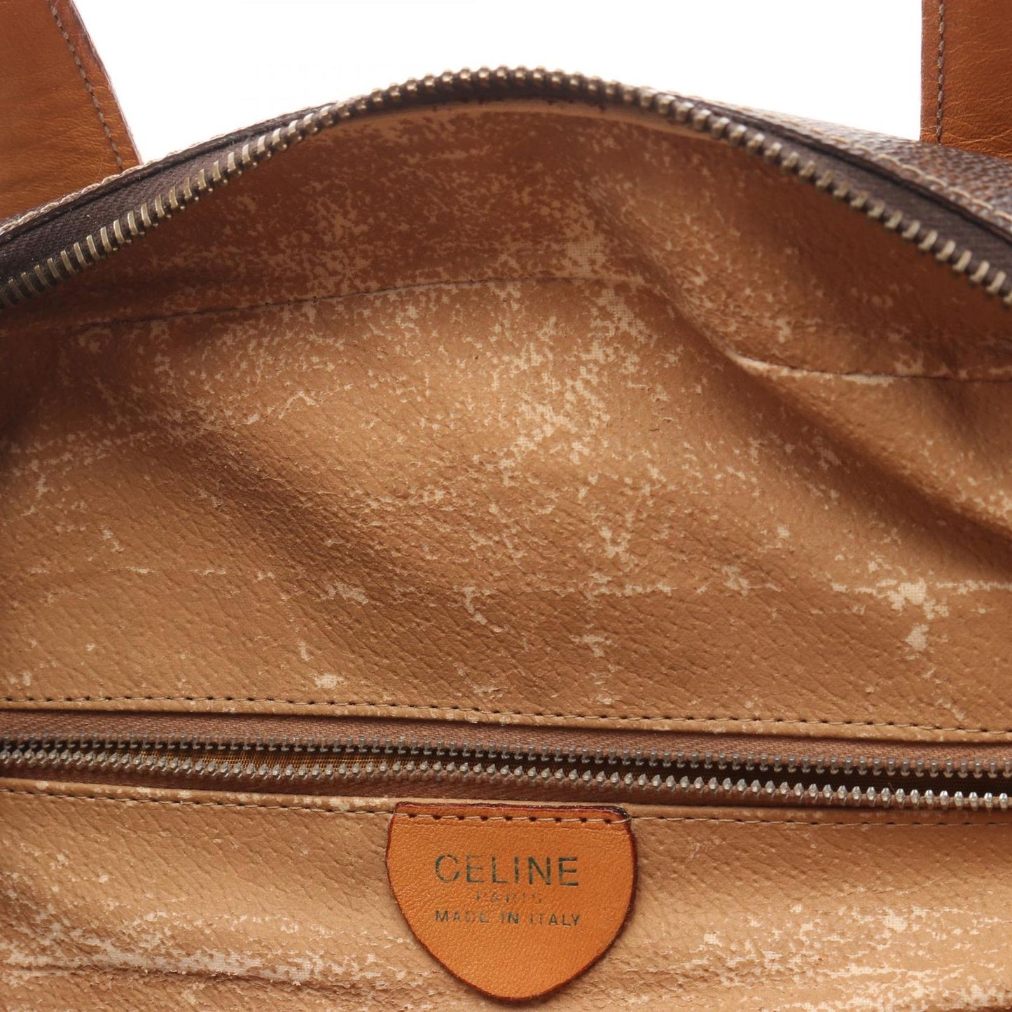 Celine Handbag Macadam Round Charm Dark Brown Canvas Leather Hand — view 7