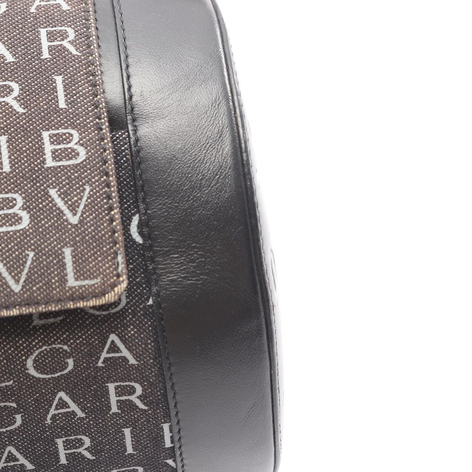 Bvlgari Handbag B-zero One Logo Mania Black Gray Canvas Leather Hand — view 7