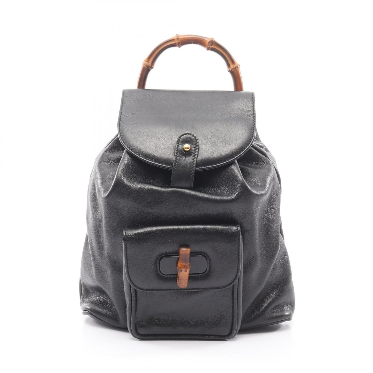 Gucci Backpack Bamboo 003 Black Leather