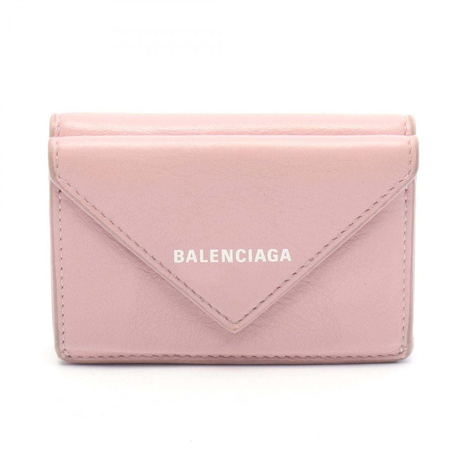 Balenciaga Trifold Wallet Paper Mini Dusty Pink Leather