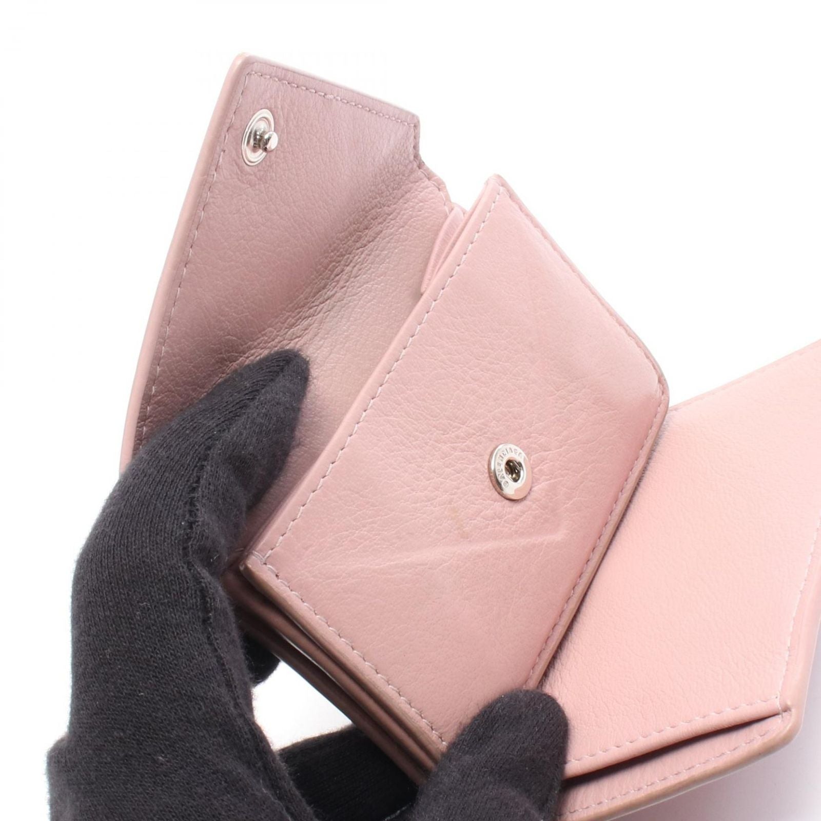 Balenciaga Trifold Wallet Paper Mini Dusty Pink Leather — view 8