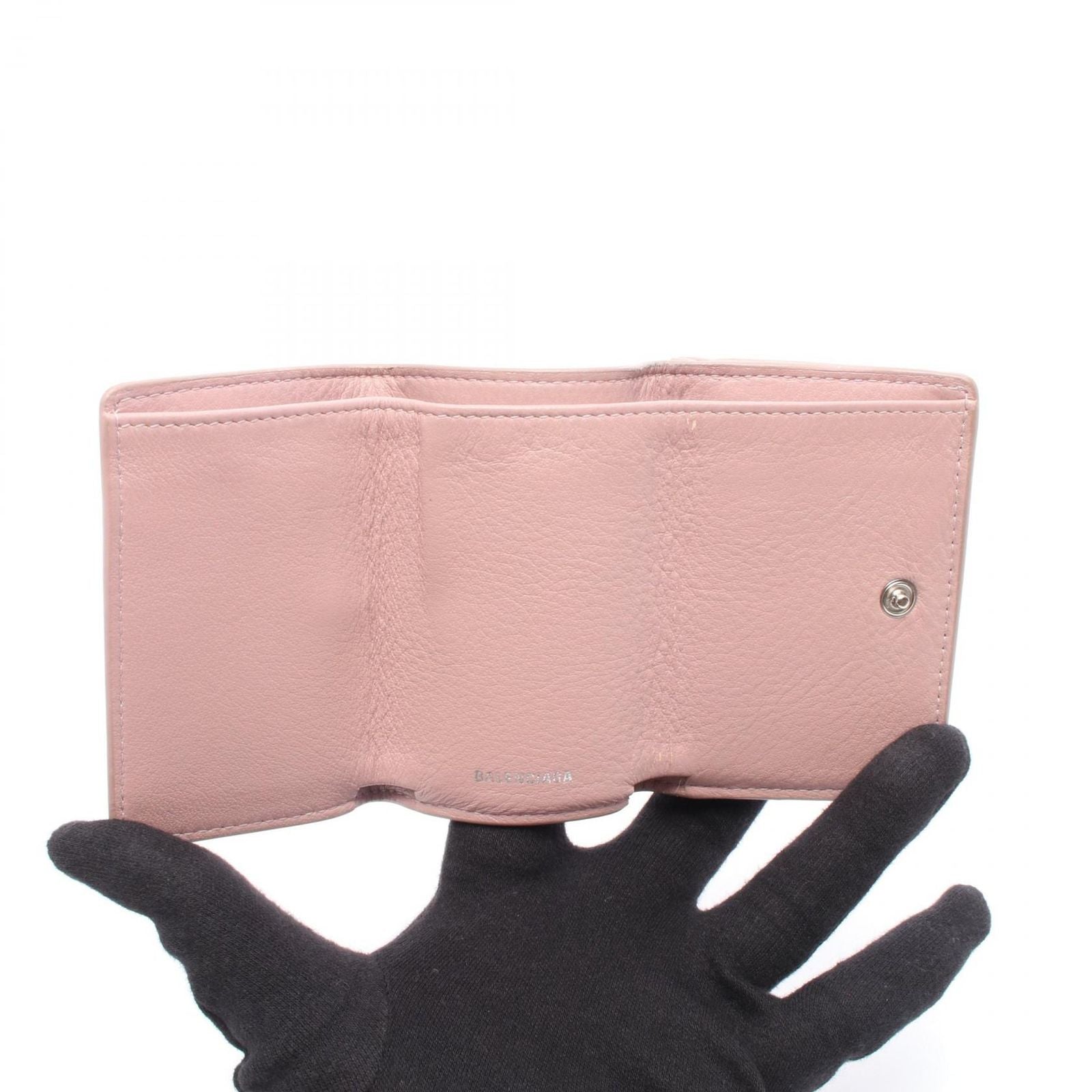 Balenciaga Trifold Wallet Paper Mini Dusty Pink Leather — view 3