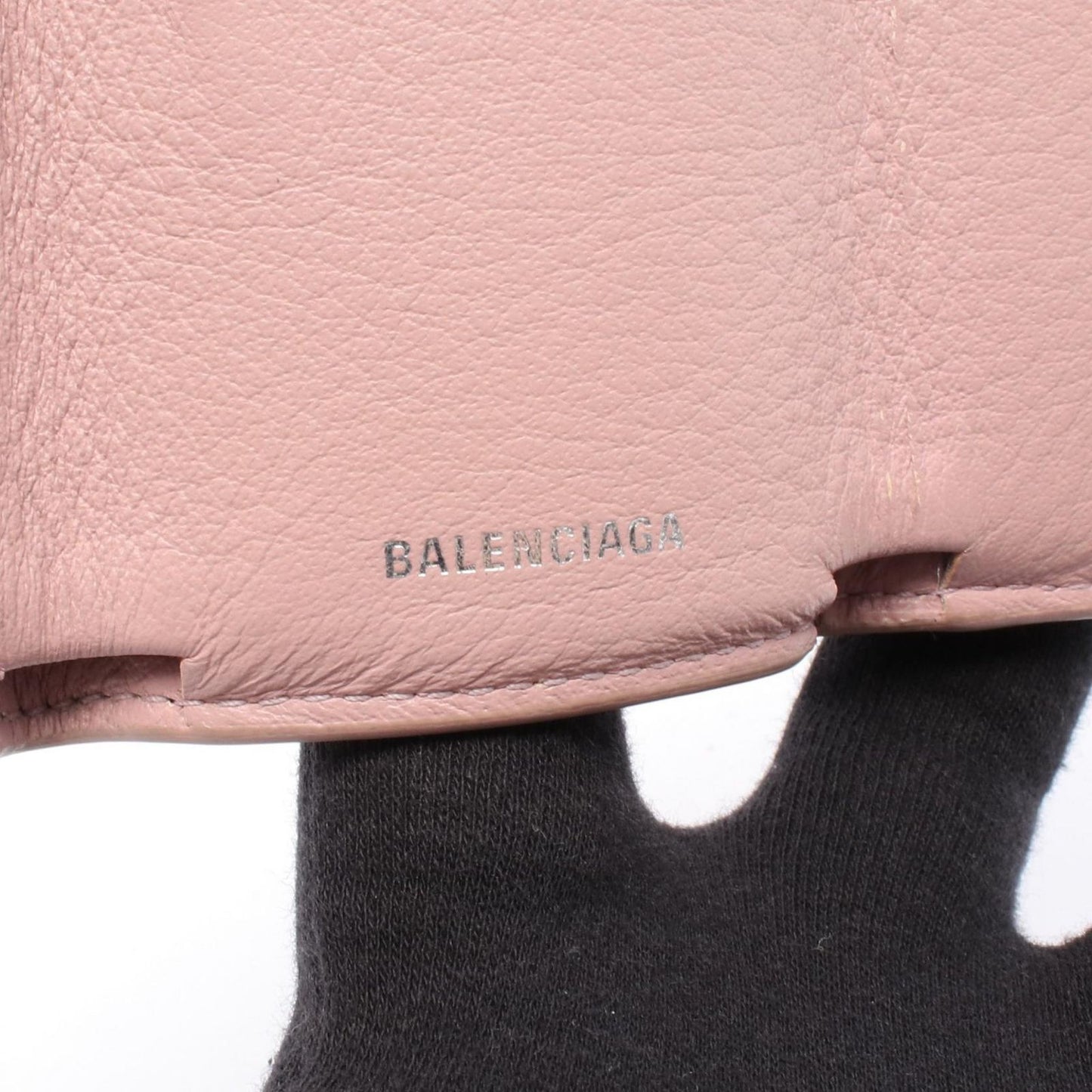 Balenciaga Trifold Wallet Paper Mini Dusty Pink Leather — view 5