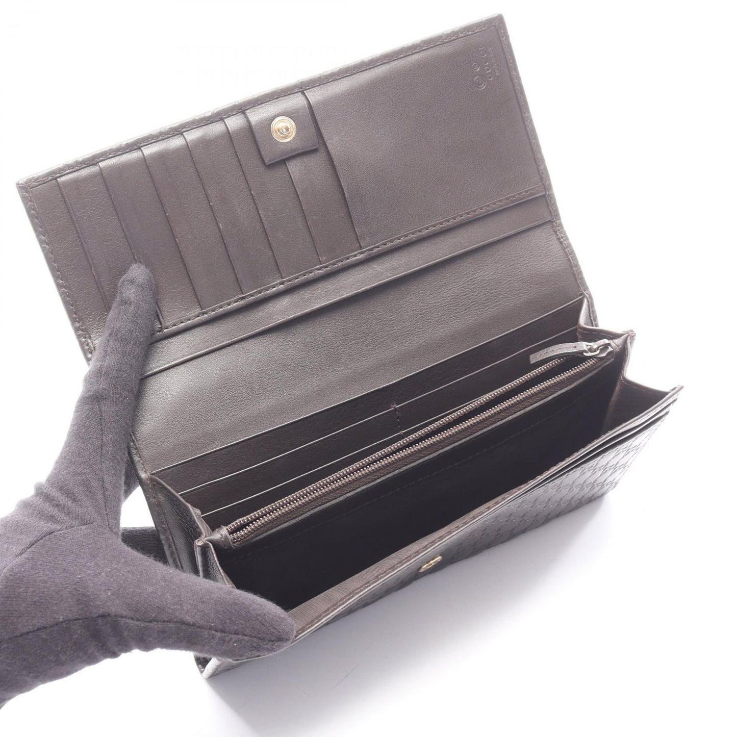 Gucci Bifold Wallet Micro Guccissima Dark Brown Leather Guccissima — view 3