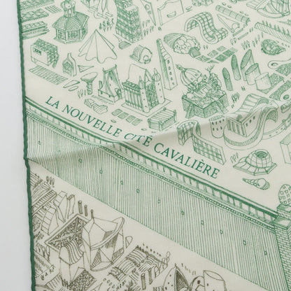 Hermes Scarf Carre Geant 140 la Nouvelle Cite Cavaliere Vert Vif Khaki White — view 5