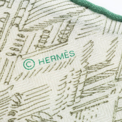 Hermes Scarf Carre Geant 140 la Nouvelle Cite Cavaliere Vert Vif Khaki White — view 3