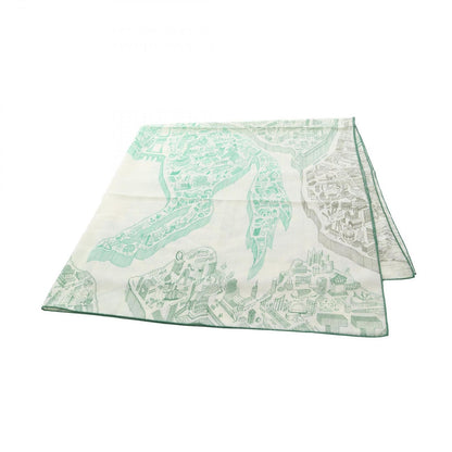 Hermes Scarf Carre Geant 140 la Nouvelle Cite Cavaliere Vert Vif Khaki White