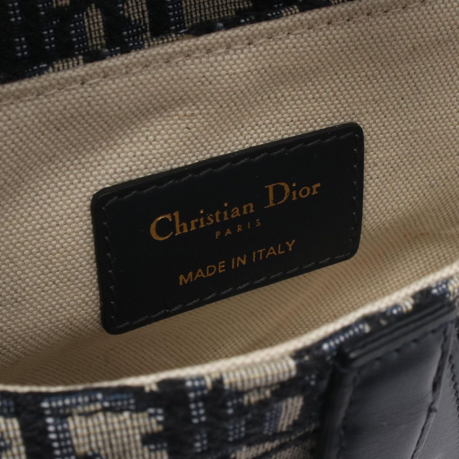 Dior Handbag Saddle Mini Oblique 2-Way Navy Canvas Leather Bag — view 4