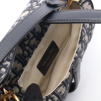 Dior Handbag Saddle Mini Oblique 2-Way Navy Canvas Leather Bag — view 3