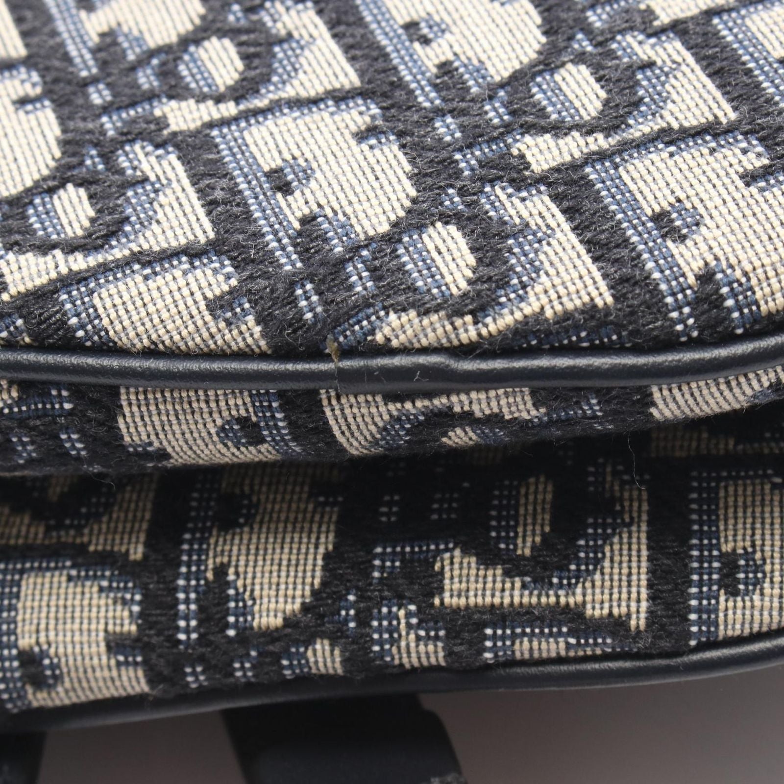 Dior Handbag Saddle Mini Oblique 2-Way Navy Canvas Leather Bag — view 5
