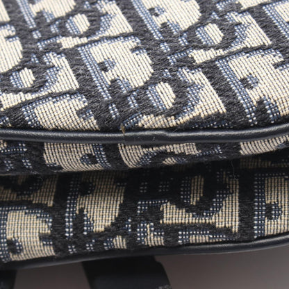 Dior Handbag Saddle Mini Oblique 2-Way Navy Canvas Leather Bag — view 5