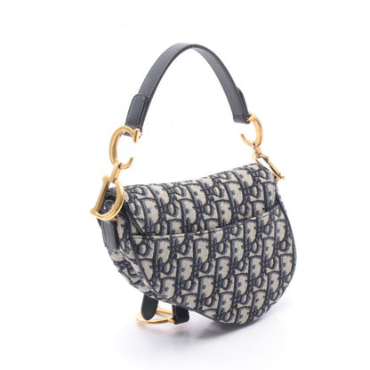 Dior Handbag Saddle Mini Oblique 2-Way Navy Canvas Leather Bag — view 2