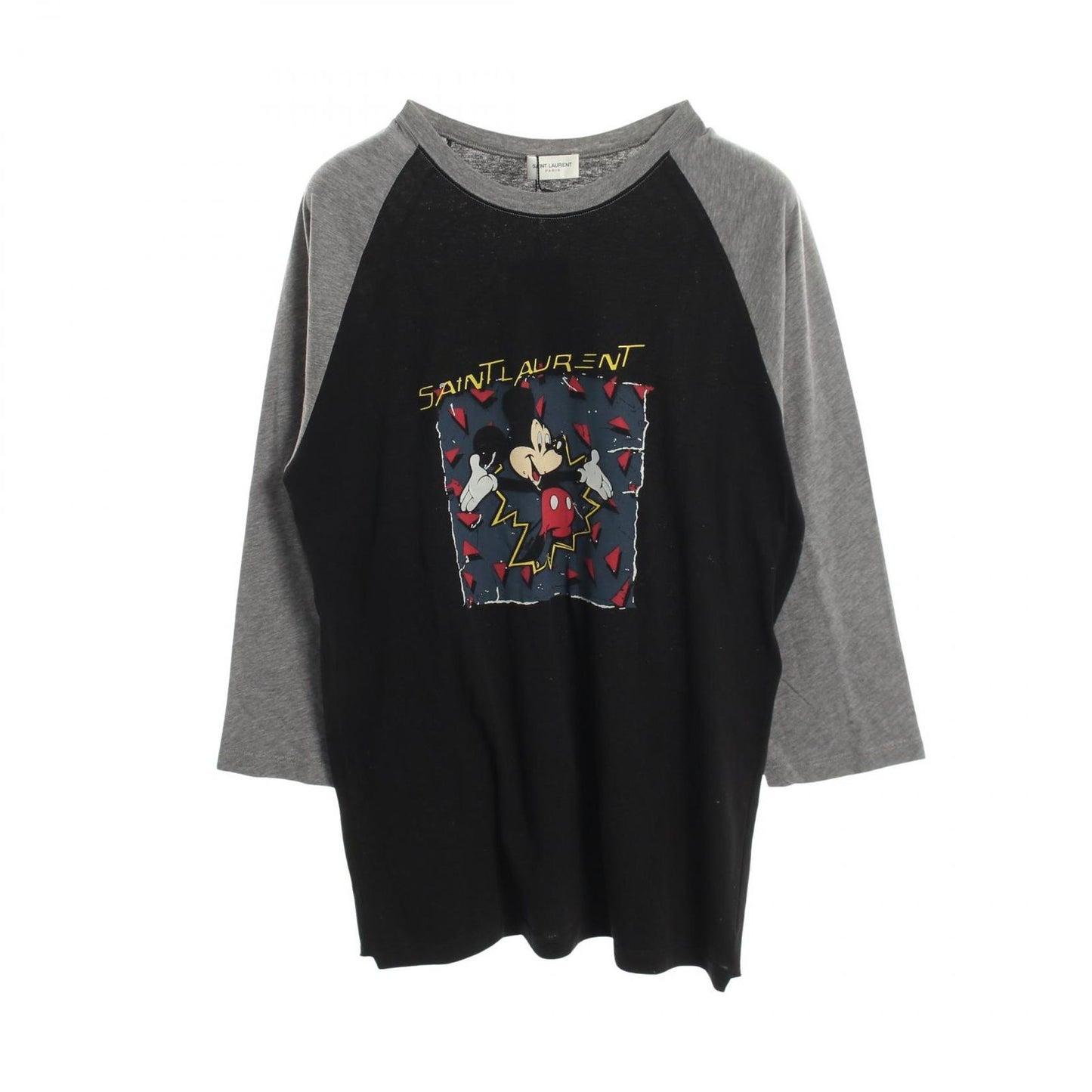 Saint Laurent Paris Long Sleeve T-Shirt Disney Mickey Mouse Cotton