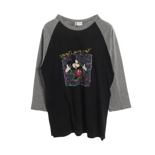 Saint Laurent Paris Long Sleeve T-Shirt Disney Mickey Mouse Cotton