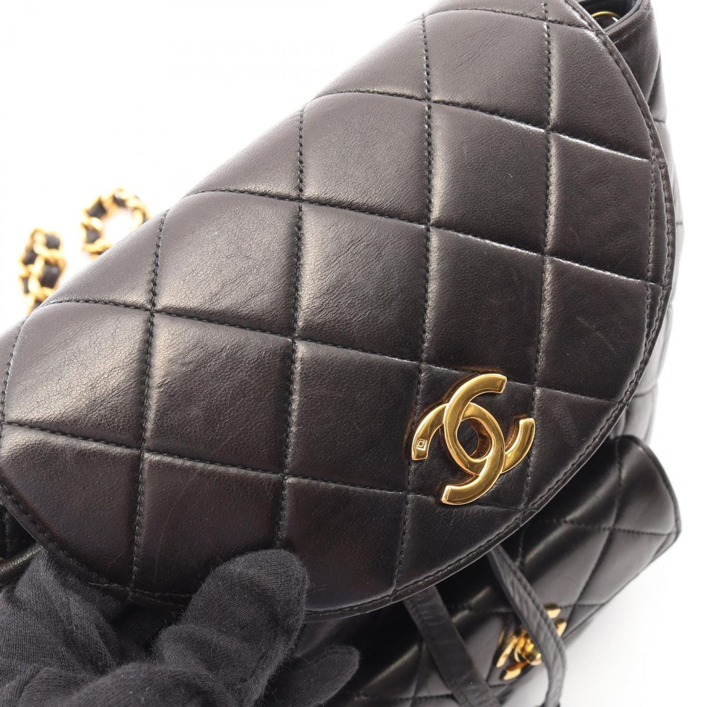 Chanel Backpack Quilted Black Lambskin Double Turnlock — view 7