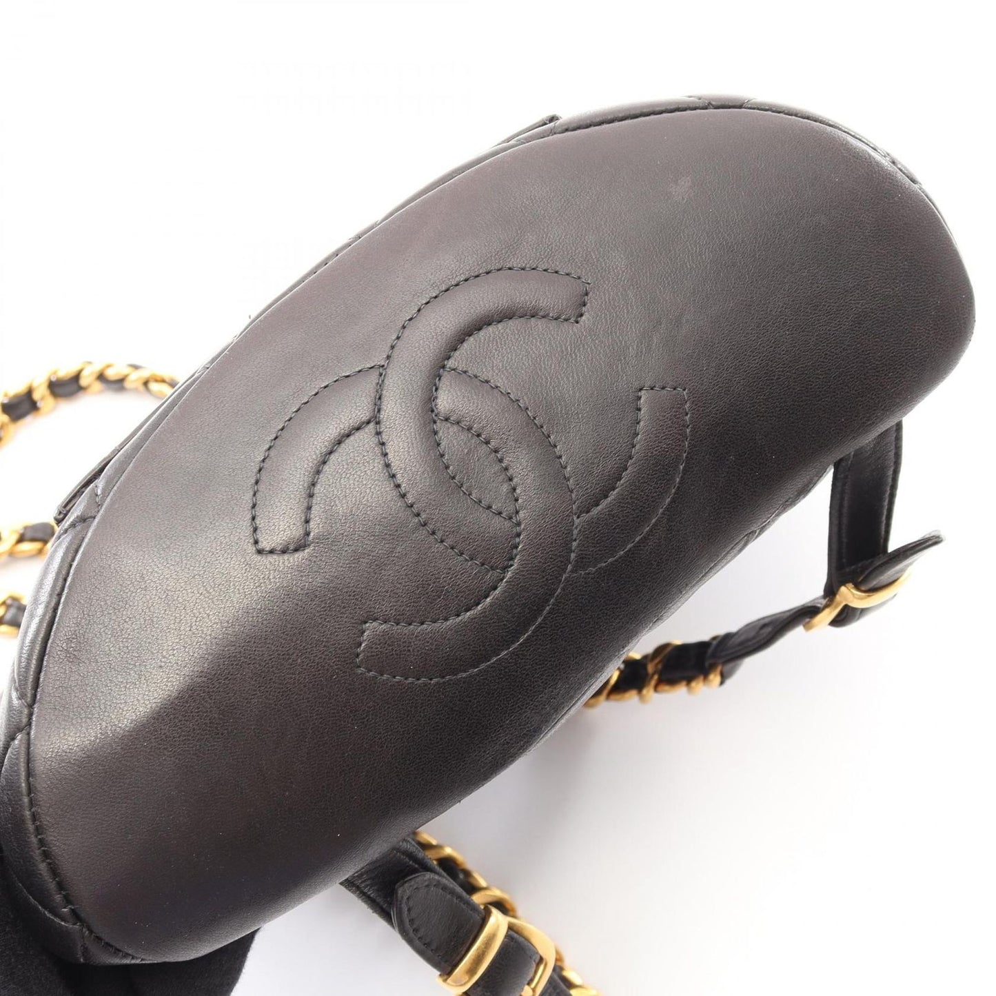 Chanel Backpack Quilted Black Lambskin Double Turnlock — view 9