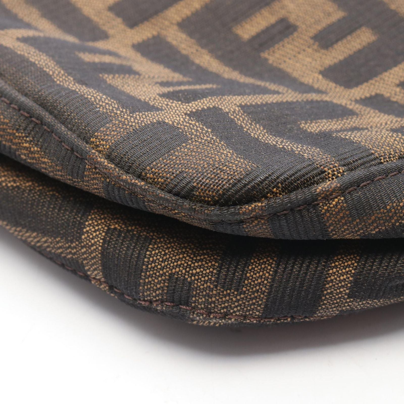 Fendi Shoulder Bag Zucca Black Brown Canvas Leather — view 8