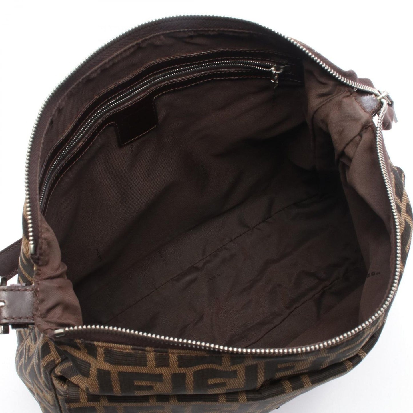 Fendi Shoulder Bag Zucca Black Brown Canvas Leather — view 3