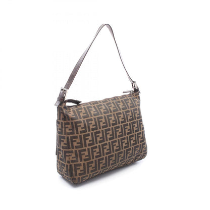 Fendi Shoulder Bag Zucca Black Brown Canvas Leather — view 2