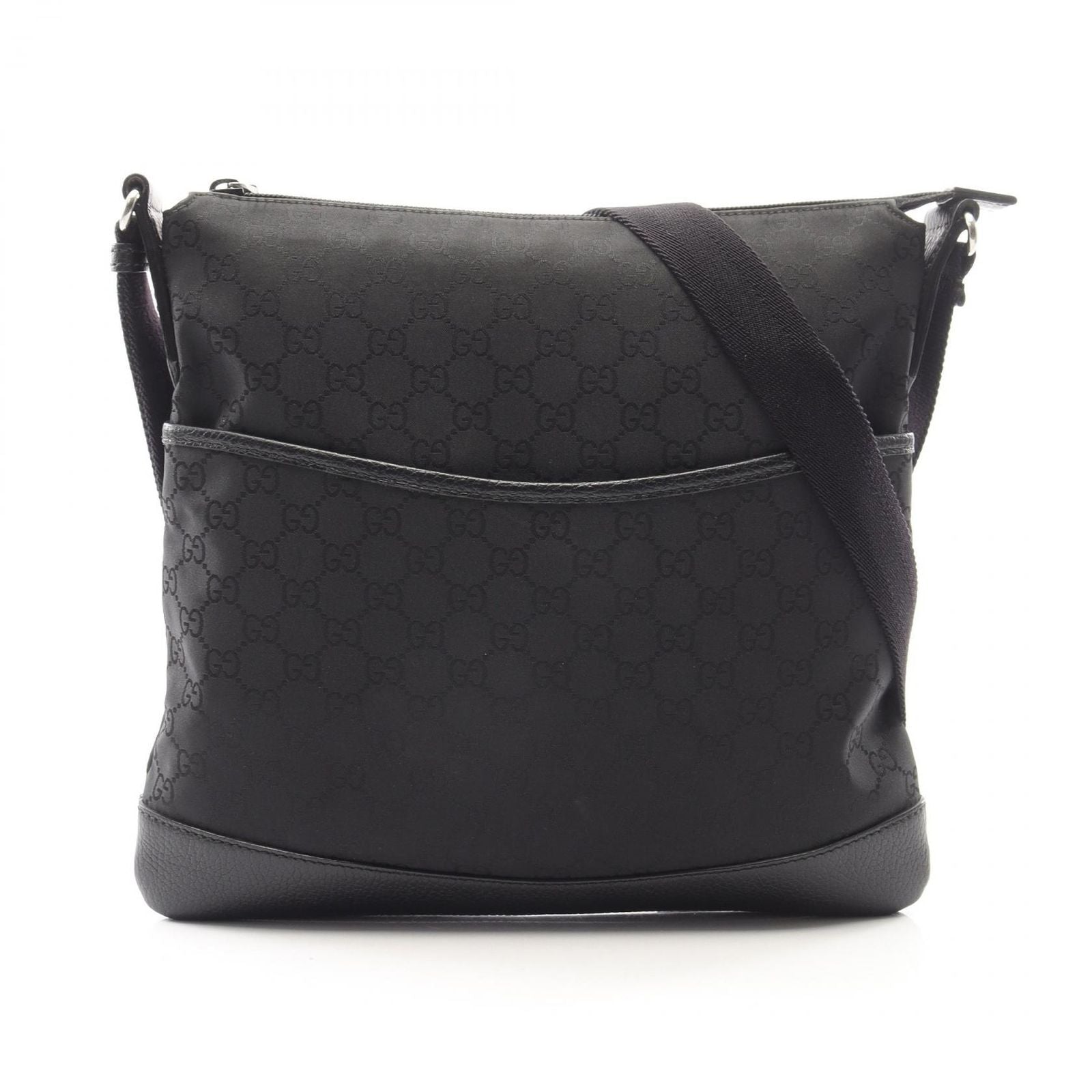Gucci Shoulder Bag GG Pattern Black Nylon Leather
