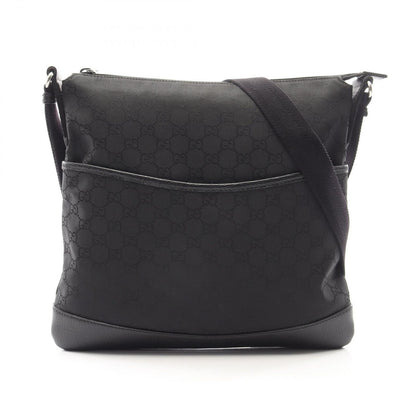 Gucci Shoulder Bag GG Pattern Black Nylon Leather